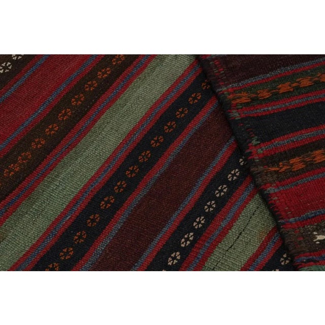 Textile Vintage Afghan Tribal Kilim Rug With Colorful Stripes, From Rug & Kilim For Sale - Image 7 of 7