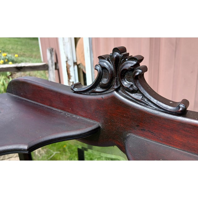 Burnt Umber Antique Victorian Mahogany Etagere 3 Tiers With Mirrors 1910 For Sale - Image 8 of 13