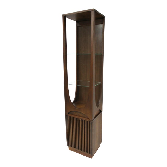 Mid 20th Century Rare Brasilia Styled 2 Piece Display Cabinet by Broyhill For Sale