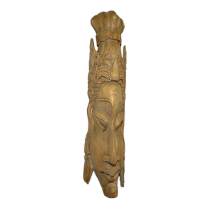 Antique Carved Wood Indonesian Figural Wall Relief Sculpture Plaque Mask Face