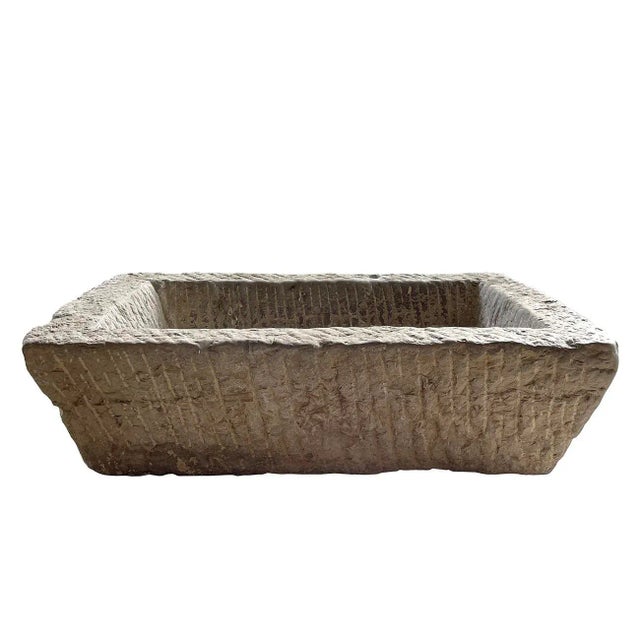 19th Century Antique Chinese Hand Chiseled Stone Trough/Planter For Sale - Image 10 of 11