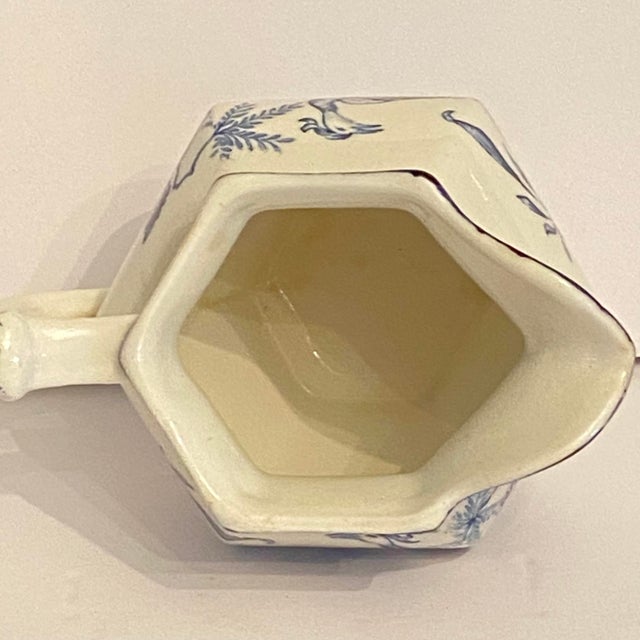 Antique Wood & Sons Yuan Hexagonal Creamer Pitcher 1920's Blue and White For Sale - Image 10 of 12