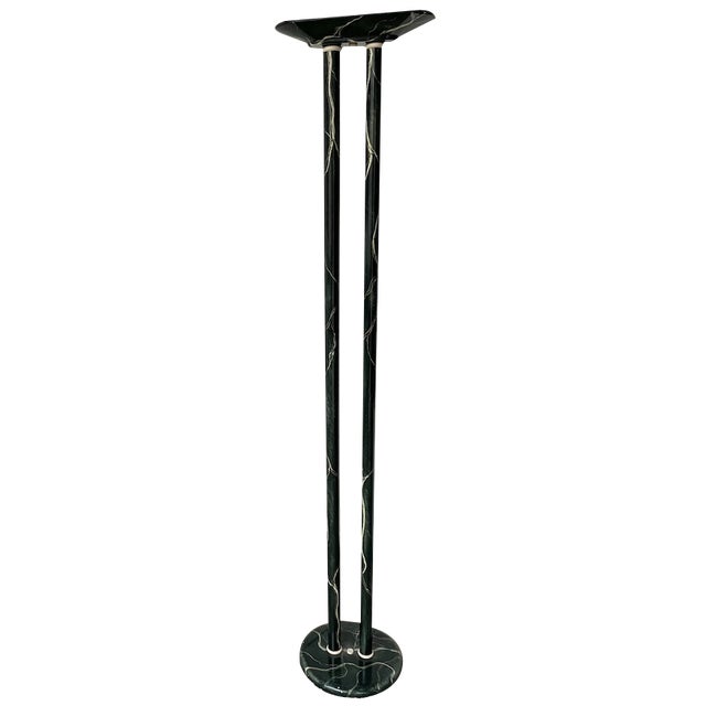 Italian Marble Effect Halogen Floor Lamp, 1980s For Sale