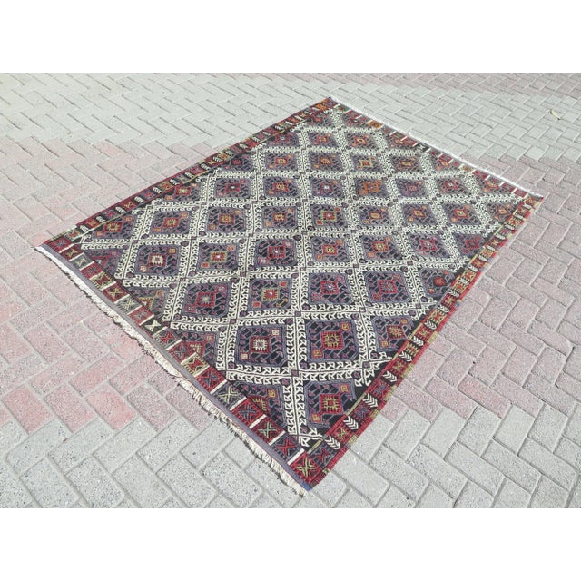 Late 20th Century 70s Turkish Handmade Aesthetic Boho Jejim Kilim Area Rugs For Sale - Image 5 of 11