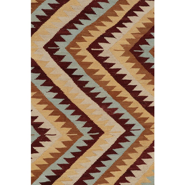 Tribal 2010s Rug & Kilim’s Tribal Style Kilim in Red, Blue and Beige-Brown Geometric Patterns For Sale - Image 3 of 8