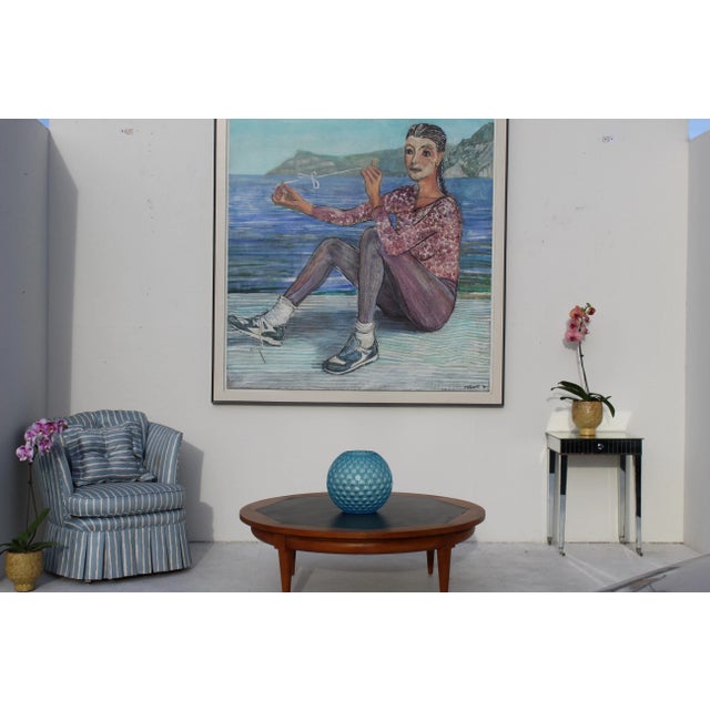 Wood 1980s Monumental Persian Artist Contemporary Art 6 Foot Painting by Milano Khzanjian For Sale - Image 7 of 13
