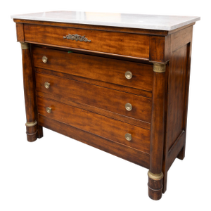 French Empire Style Mahogany Commode With Marble Top