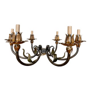 Vintage Italian Tole Art Nouveau Style Wiered Chandelier Center Upper Part For Sale