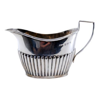 Fluted Silver Gravy Boat with Beaded Handle For Sale