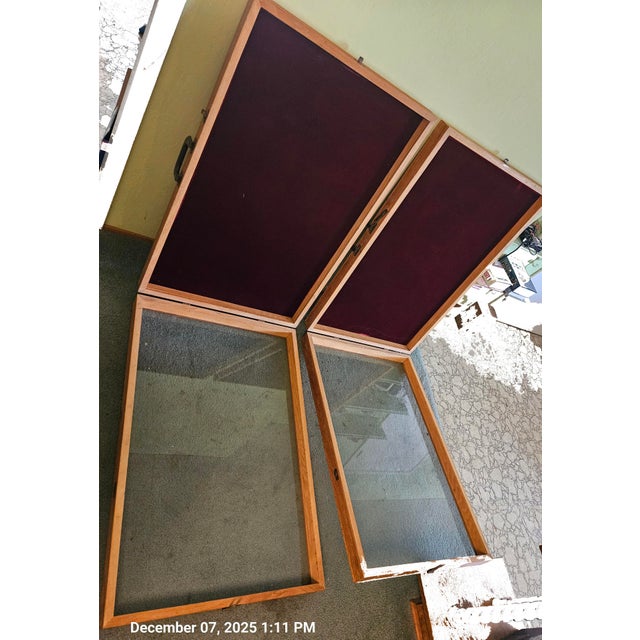 1970s 1970s Pair of 2 Rustic Hardwood Hand Made Portable Jewelry Toys Tabletop Display Cases Cabinets For Sale - Image 5 of 17