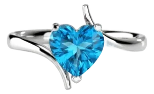 Minimalist Swiss Blue Topaz Heart Shape Stacking Ring in 925 Sterling Silver Us 7