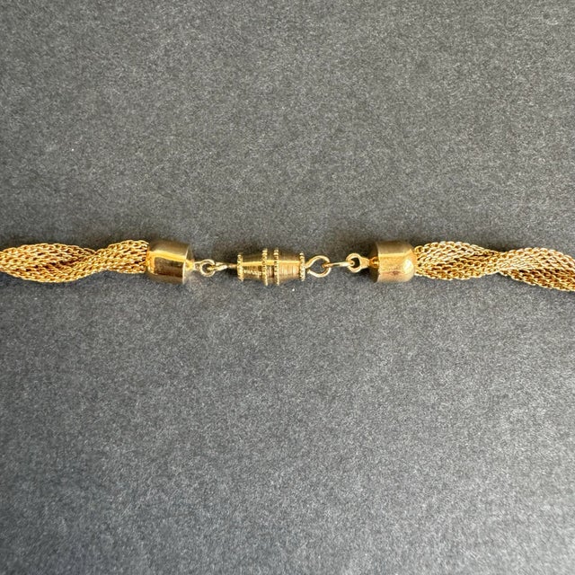 Metal Vintage Gold Tone Mesh Twisted Necklace 1980s 1990s 16" Long For Sale - Image 7 of 10