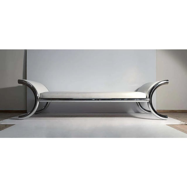 Mid 20th Century Vintage Large Chrome Daybed Chaise Sofa Bench by Selig For Sale - Image 5 of 13