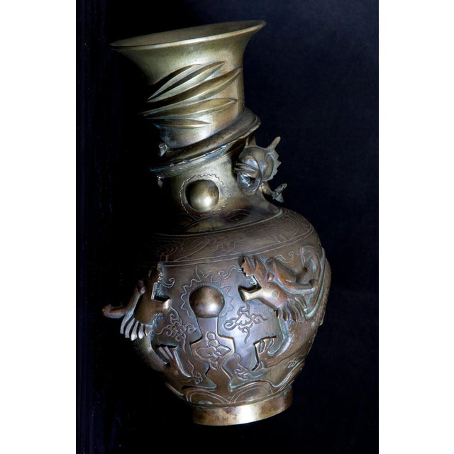 1960s Mid 20th Century Chinese Bronze Dragon Urn Vase For Sale - Image 5 of 7