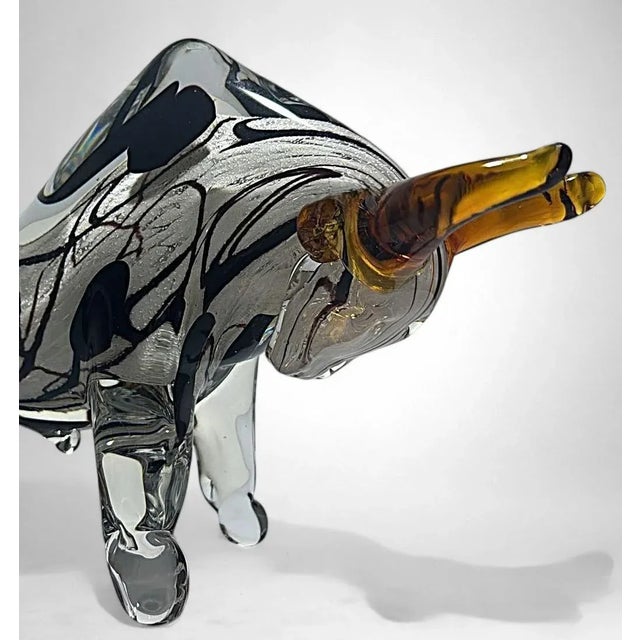 Murano Glass Bull Sculpture Sommerso Technique For Sale - Image 6 of 18