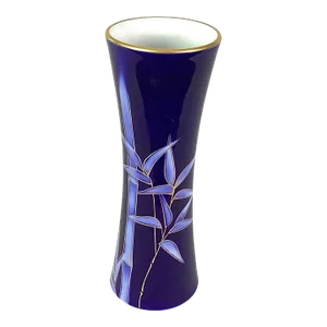 1950s Fukagawa Japanese Cobalt Vase With Gold Rim