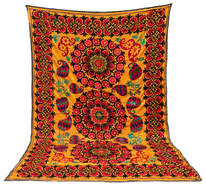 Vintage Hand Embroidered Suzani Wall Hanging, Uzbekistan, 1920s
