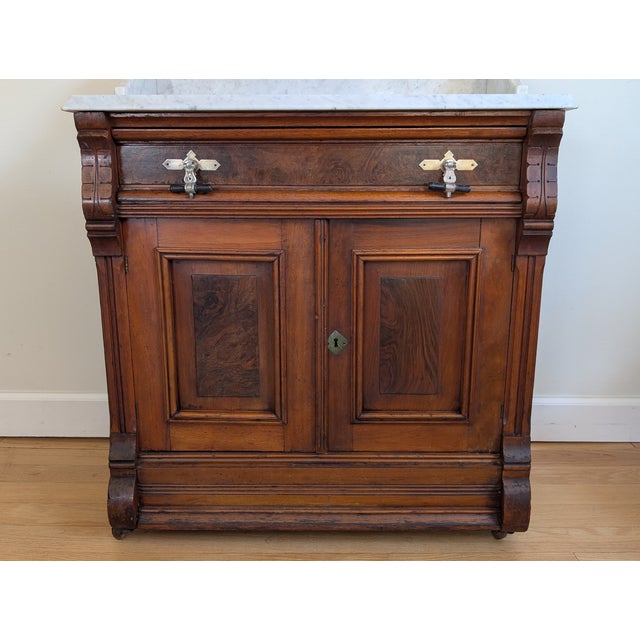 Brown Late 1800's Victorian Marbletop Eastlake Washstand For Sale - Image 8 of 18