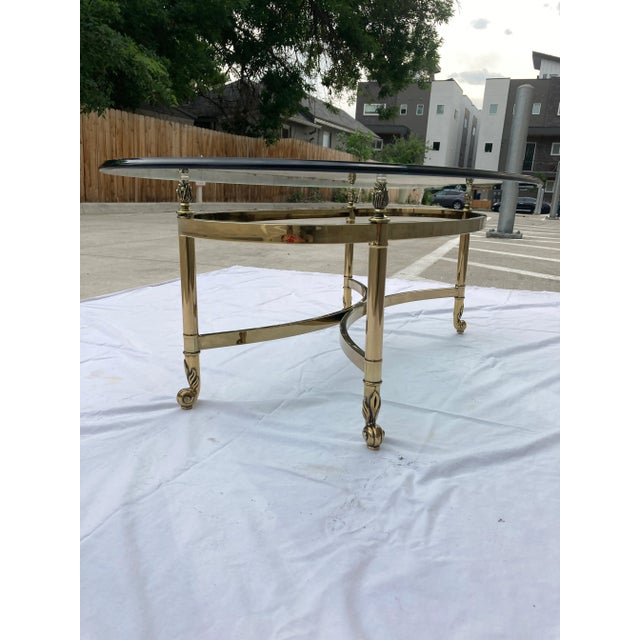 Mid-Century Modern Brass Profile Glass Top Coffee Table Italy For Sale - Image 12 of 13
