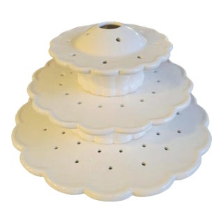 Vintage Ceramic White Scalloped Edge 3 Tier Tulipiere Flower Holder C=vase Vessel For Sale