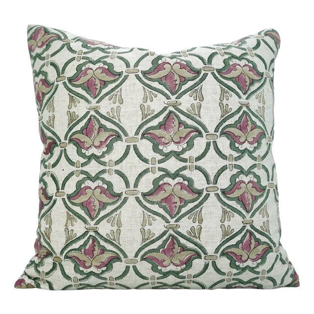 Fabdivine Decorative Block Print Cushion Cover 22x22 Inch Viscose Linen-Hridyavan For Sale