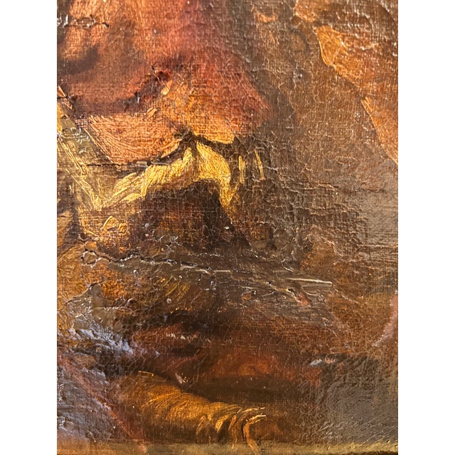 Attr. 18th Century Baroque Antique Oil Painting Gentleman & Beggars Genre Scene For Sale - Image 10 of 12