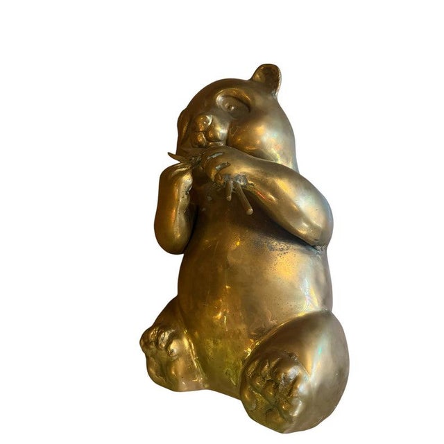 MCM Brass Panda Statue Figurine For Sale - Image 12 of 17