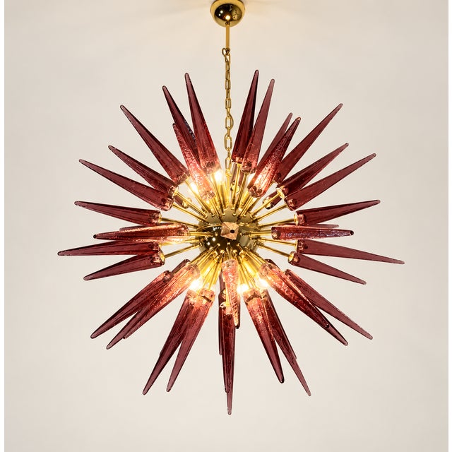 Sputnik Pendant Light with 51 Amethyst Murano Glass Tips from Justfurnituress SRL For Sale - Image 4 of 10