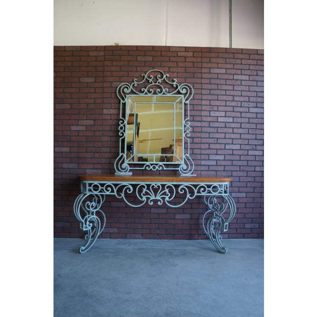 1990s Ethan Allen Hand Forged Iron Console Table & Mirror - Set of 2 For Sale - Image 9 of 9