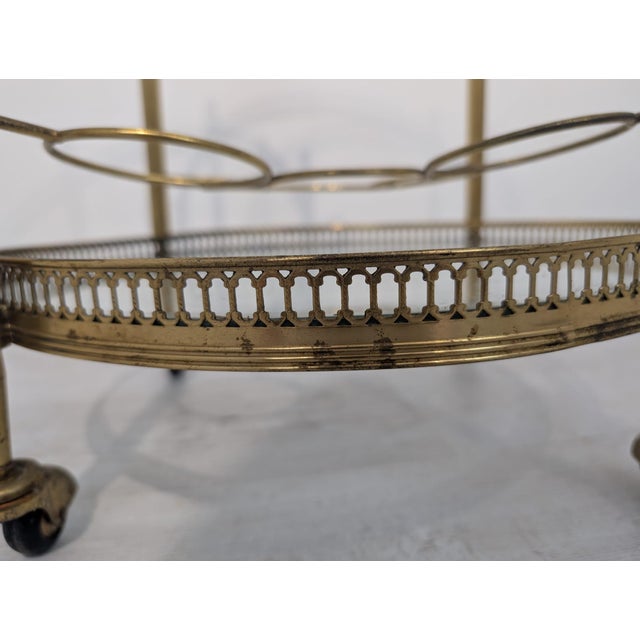 Metal Vintage French Bar Cart in Brass, 1950s For Sale - Image 7 of 15