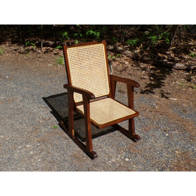 Vintage Mid Century Child Size Small Cane Rocking Chair Rocker For Sale - Image 14 of 14