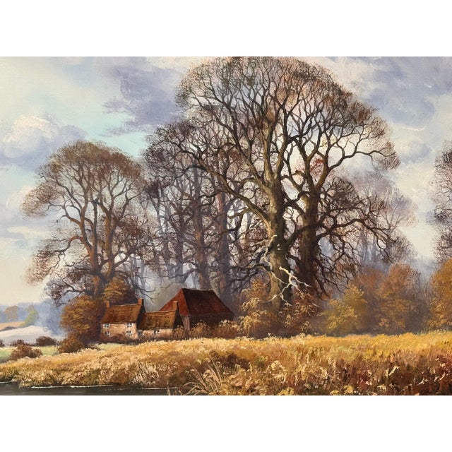 Farmhouse by a River in the English Countryside by 20th Century British Artist 1975 Circa For Sale - Image 10 of 18