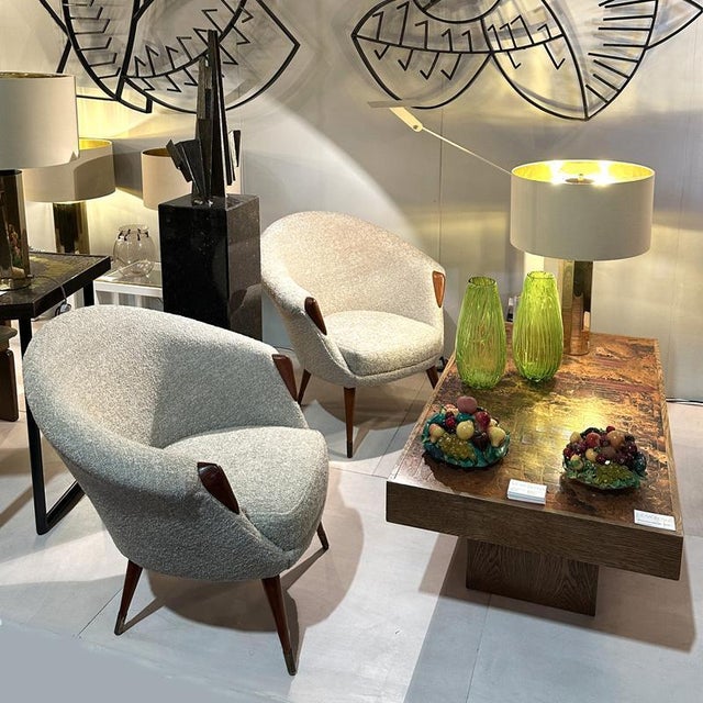 Wood Danish Lounge Chairs in Bouclé and Wood by Nanna Ditzel, 1950s, Set of 2 For Sale - Image 7 of 12