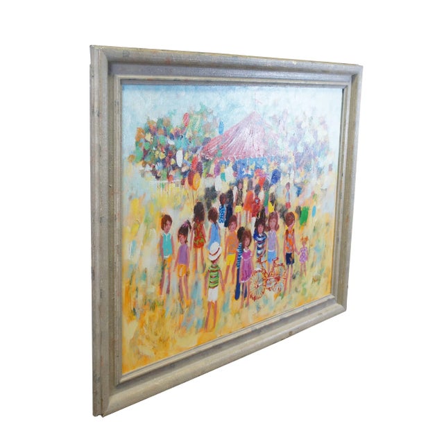 Impressionist Bardolli Impressionist Childrens Carnival Merry Go Round Oil Painting For Sale - Image 3 of 12