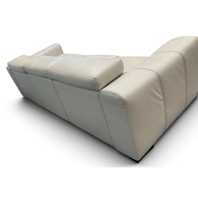 Off-white Natuzzi Italia Balance 3-Seat Leather Reclining Sofa For Sale - Image 8 of 10