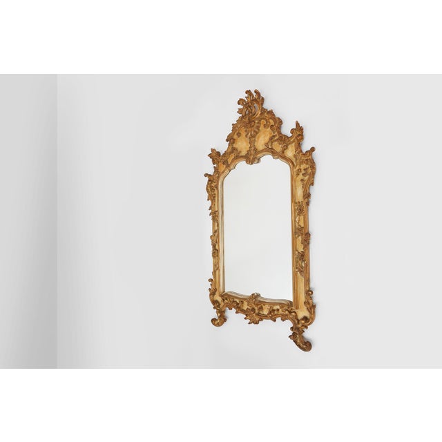 Glass Large Rococo Gilted Mirror in Resin, Belgium, 1950s For Sale - Image 7 of 12