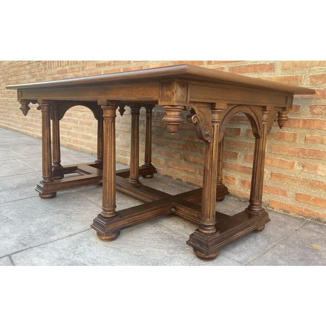 Antique Spanish Carved Church Table or Altar with Wood Stretchers For Sale - Image 5 of 14