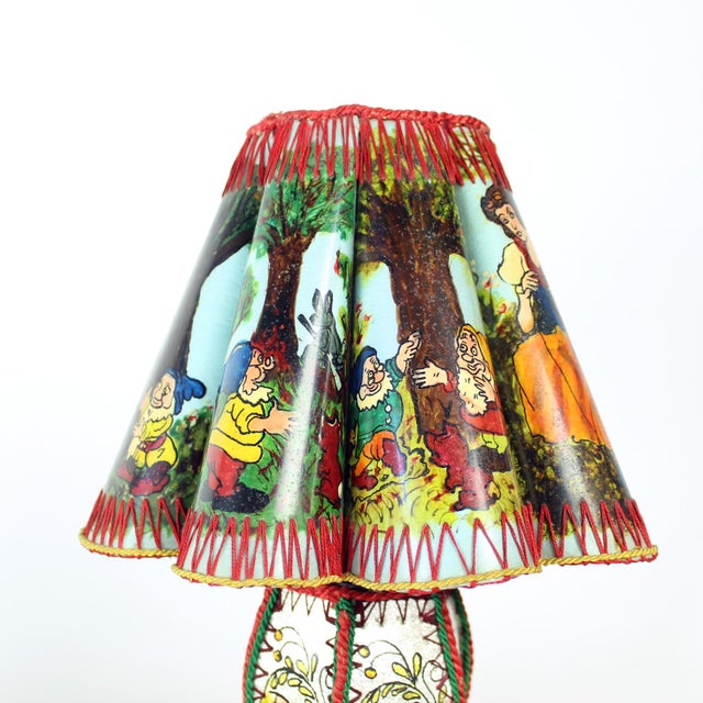 Metal Mid-Century Modern Snow White and Seven Dwarfs Children's Table Lamp, 1950s For Sale - Image 7 of 15