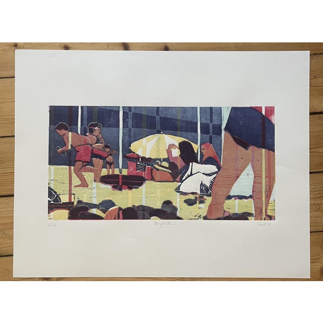 Inspired by her travels to Turkey, the artist has depicted familial scenes: A large picnic area and an urban beach in...