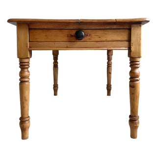 Antique English Pine Kitchen Table With Drawer For Sale