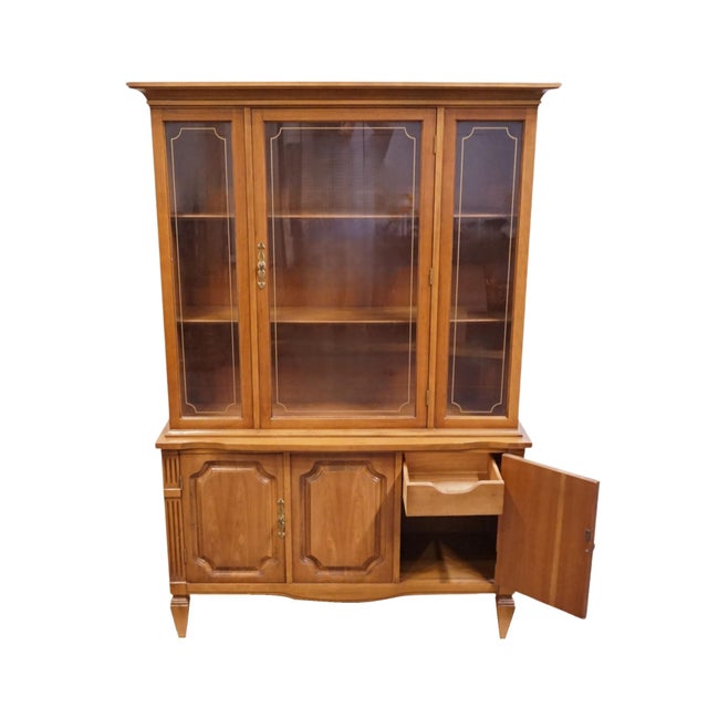 Brown High End Vintage Solid Cherry Italian Provincial 45" China Cabinet 1570-334 in Fruitwood Finish For Sale - Image 8 of 14