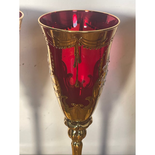 Gold 1970s Vietri Regalia Gold Enamel Ruby Champagne Glasses - Set of 4 For Sale - Image 8 of 8