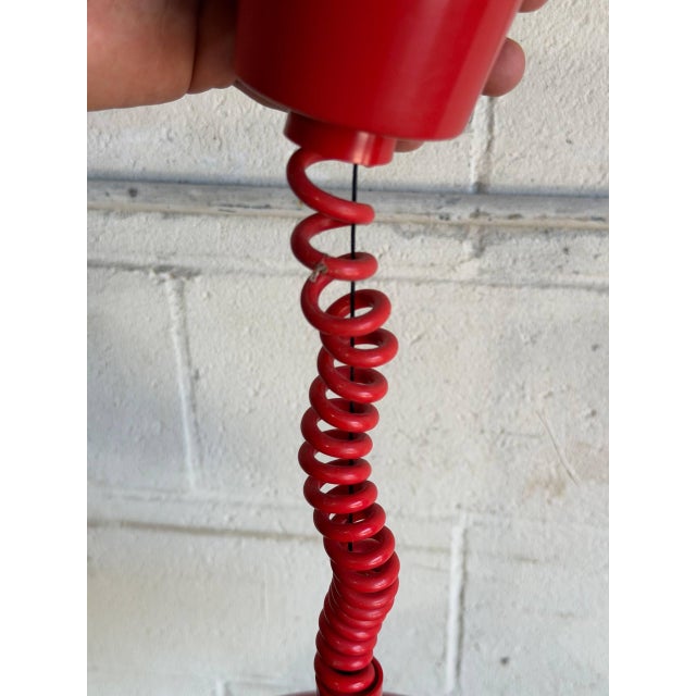 Mid 20th Century Mid-Century Modern Red Adjustable Metal Pendant Ceiling Lamp For Sale - Image 9 of 10