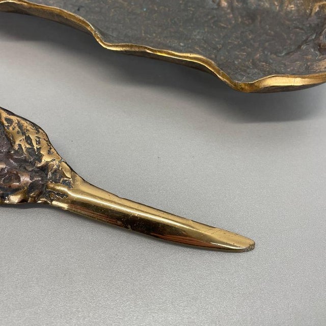 German Bronze Desk Shell Plate and Letter Opener, 1950s, Set of 2 For Sale - Image 6 of 16