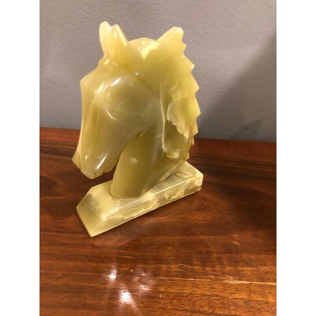 Vintage Horse Head Sculpture in Carved Jade For Sale - Image 3 of 9