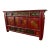Mongolian Red Lacquered Buffet With Hand Painted Floral Décor For Sale