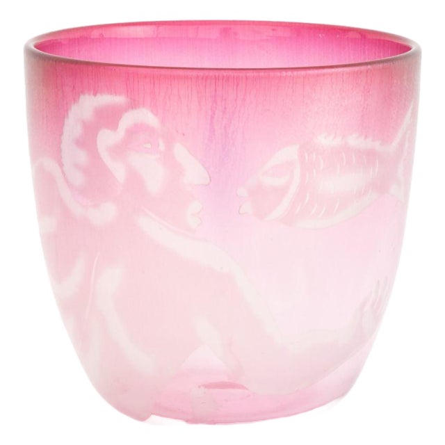 Steven Newell Pink Art Glass Bowl, 1981 For Sale