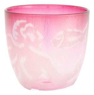 Steven Newell Pink Art Glass Bowl, 1981
