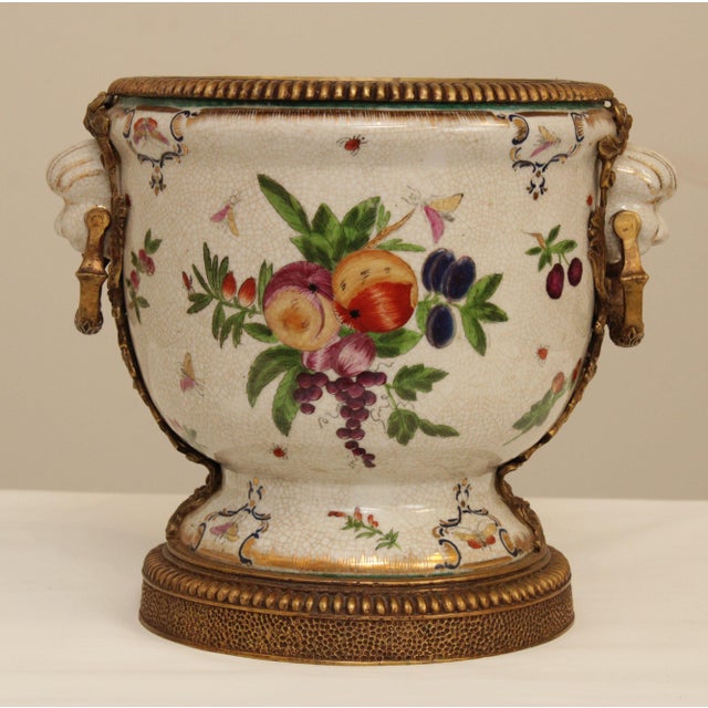 United Wilson Chinese Porcelain Brass Mounted Planter, Vase Chairish