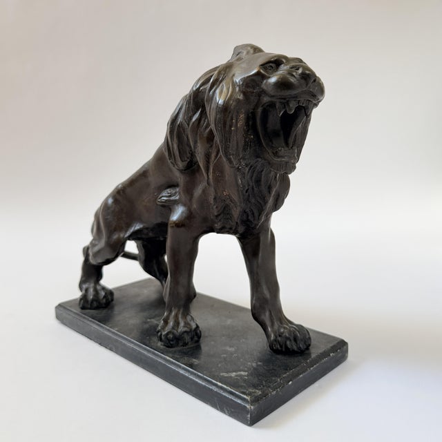 Bronze “Lion of Paris” Sculpture – After Antoine-Louis Barye, French Animalière, 12” H For Sale In Dallas - Image 6 of 7